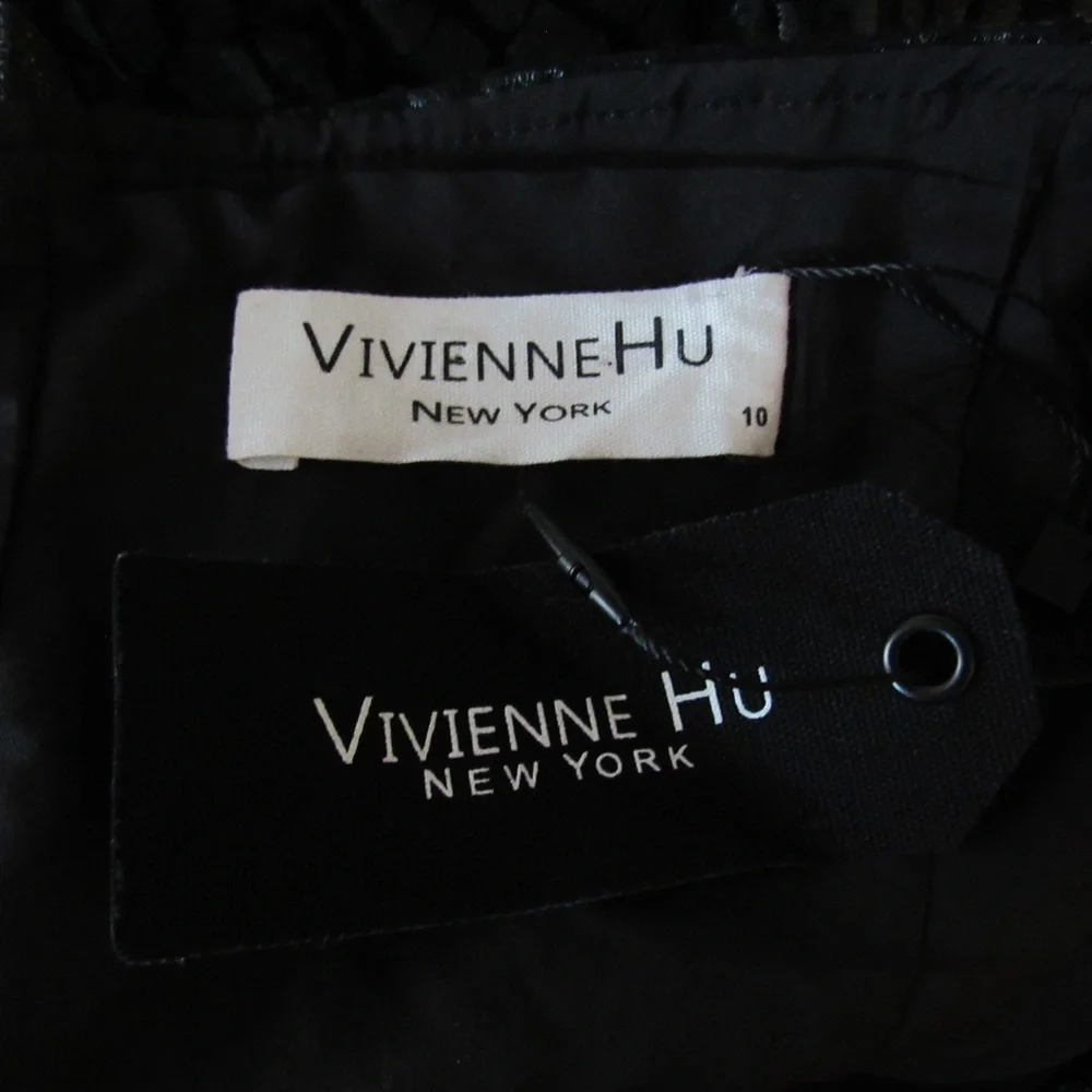 Vivienne Hu New York Black Snakeskin Python Dress 10 Sleeveless Cocktail Witchy